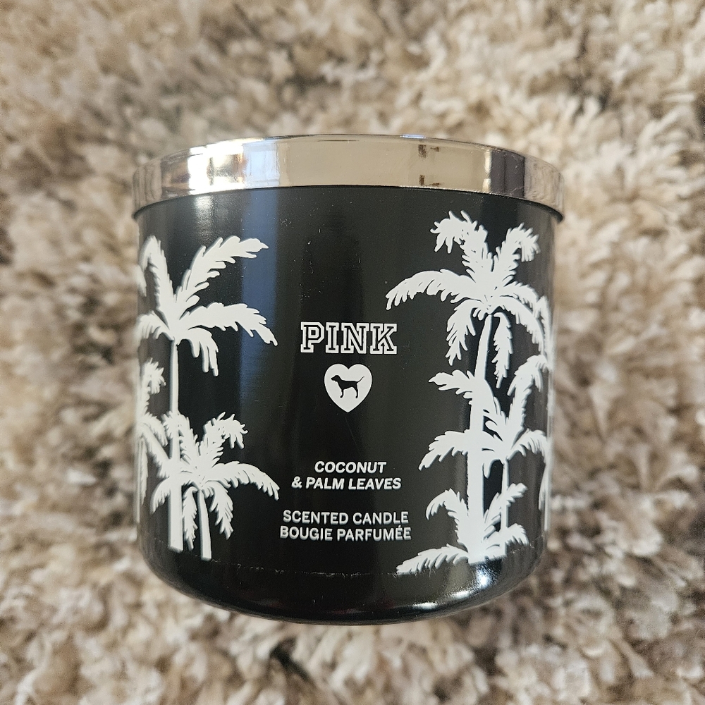 Victoria's Secret PINK 3 Wick Candle Coconut & Palm Leaves Rare Vintage